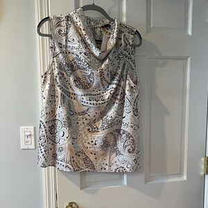Ann Taylor Black and Cream Paisley Sleeveless Blouse